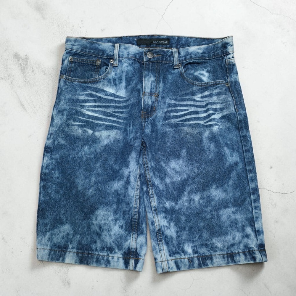 Vintage Rocawear Shorts Mens 34 Denim Acid Wash Skater Y2K 2000s Hip Hop Jorts‎
